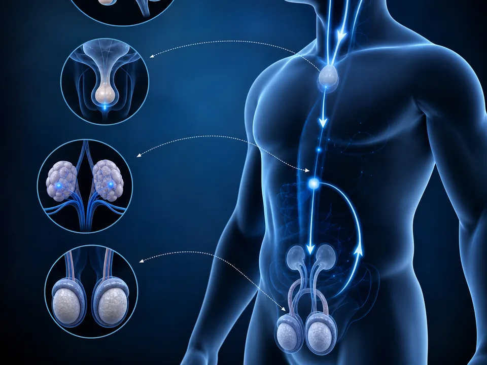 Ilustração médica — reposição hormonal masculina